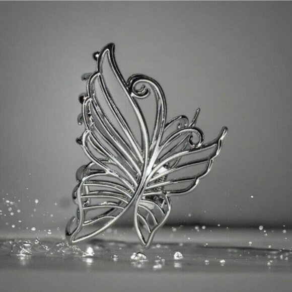 MINI METAL BUTTERFLY CLAW CLIP (SILVER) - Picture 3 of 4